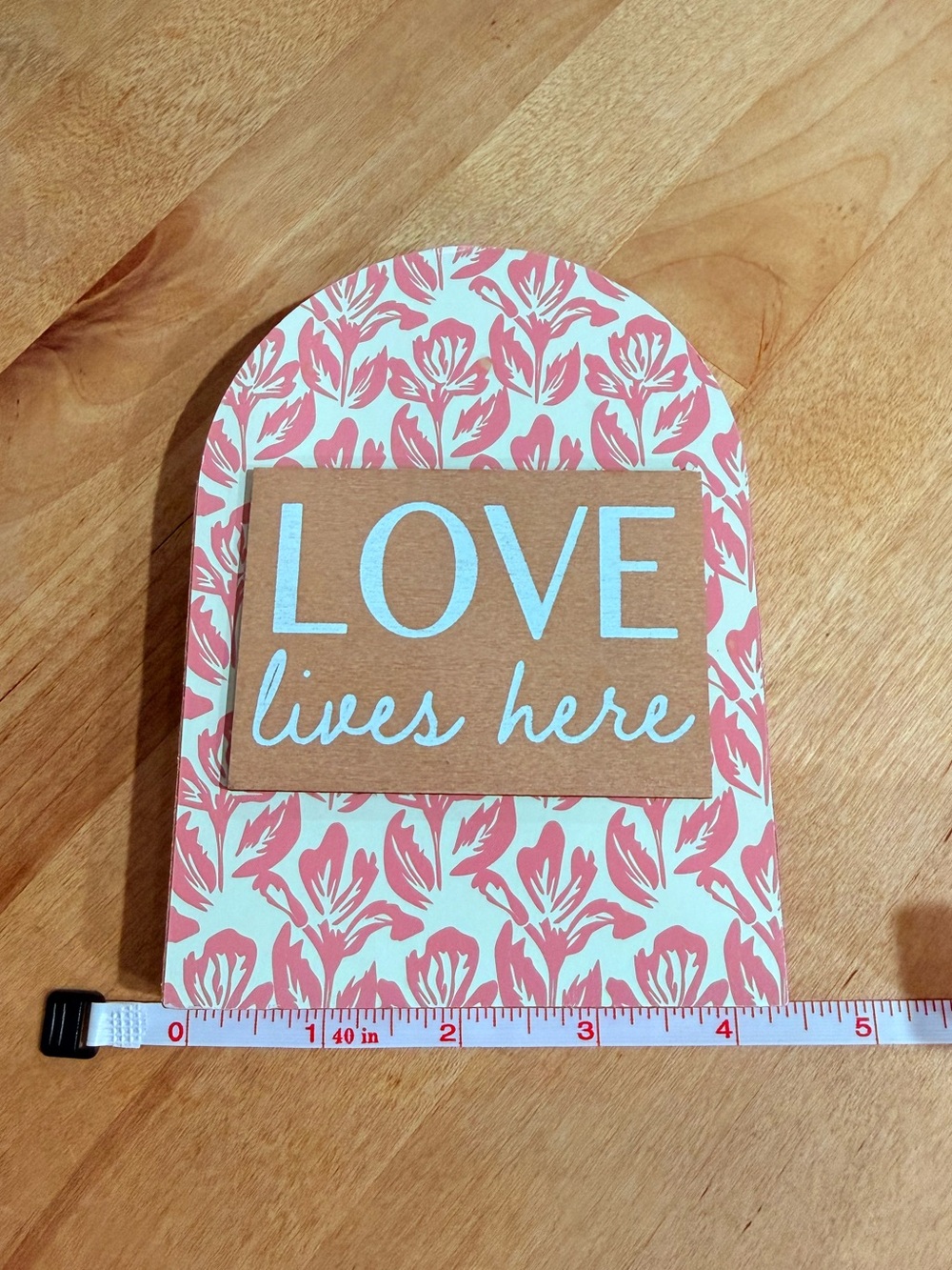Pink Floral "Love Lives Here" Decorative Plaque